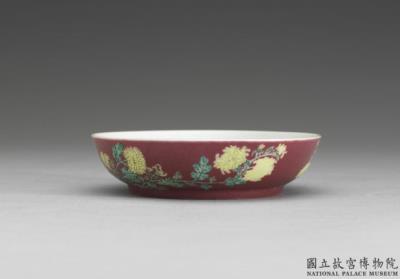 图片[2]-Dish with chrysanthemum in red ground in falangcai painted enamels, Qing dynasty, Yongzheng reign (1723-1735)-China Archive